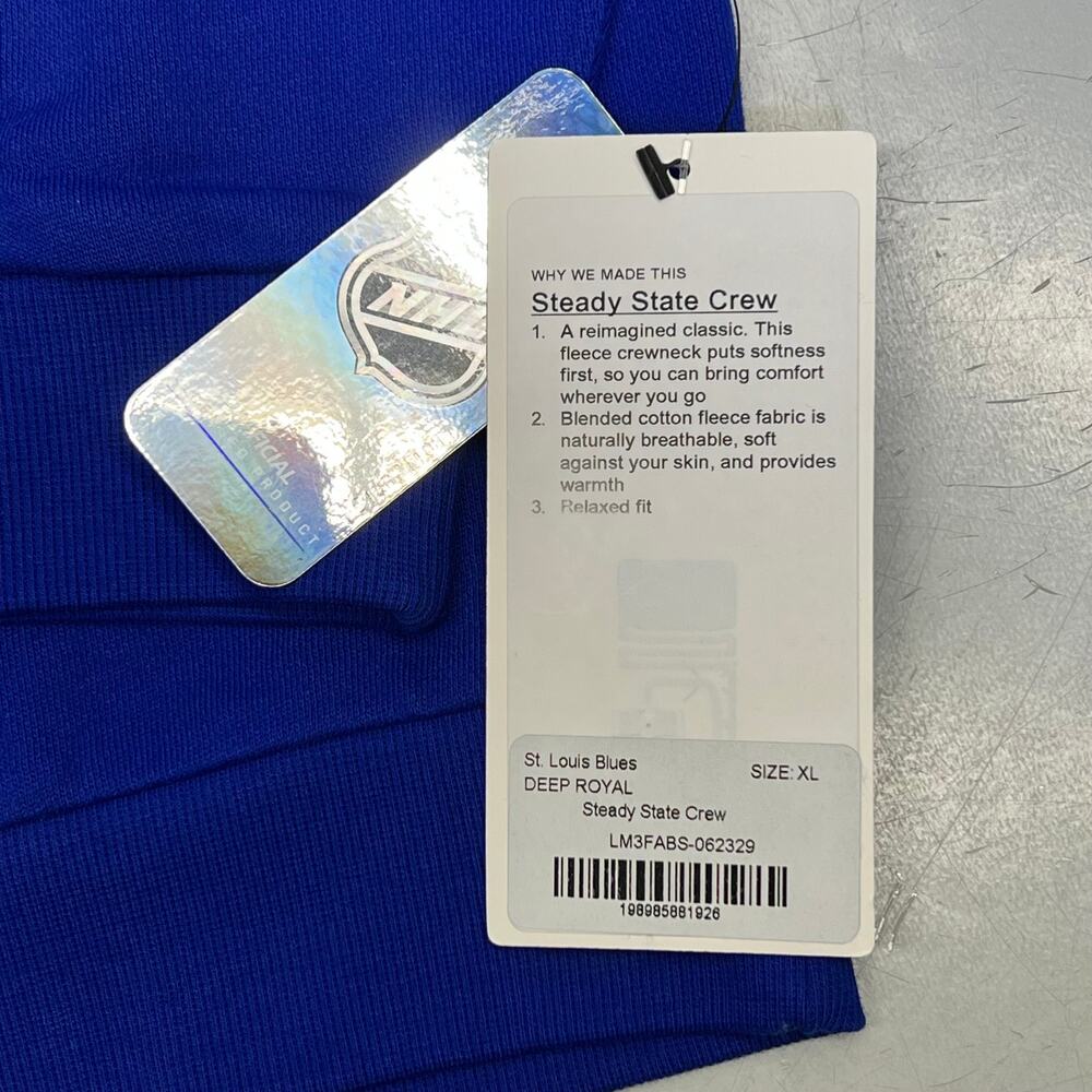 LULULEMON St. Louis Blues Steady State College Crewneck Men's Sz XL Cobalt Blue - Picture 11 of 12